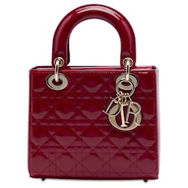 Dior Red Small Patent Cannage Lady Dior