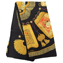 Hermès Black Poste et Cavalerie Seidentuch 90