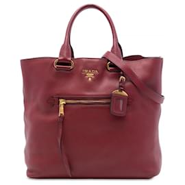 Tote aperta convertibile Prada Red Vitello Daino