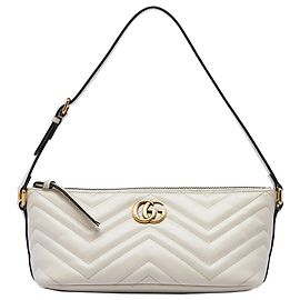 Borsa a tracolla Gucci White GG Marmont Matelassé in pelle di vitello
