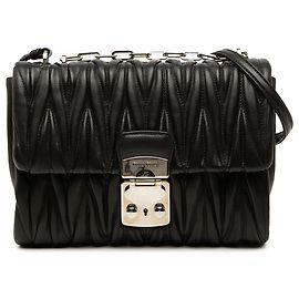 Miu Miu Black Matelasse Nappa Push Lock Flap