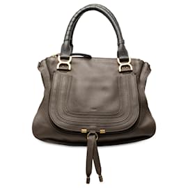 Borsa Satchel Marcie Chloé in pelle di vitello martellata marrone taglia Medium