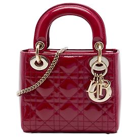 Dior Red Mini Patent Cannage Lady Dior