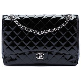 Chanel Black Maxi Classic Patent Single Flap
