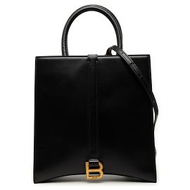 Borsa Hourglass Balenciaga in pelle morbida nera, piccola