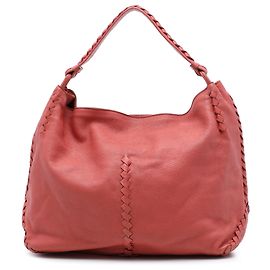 Bottega Veneta Bolso Hobo de piel de ciervo lavada rojo Large con ribete Intrecciato