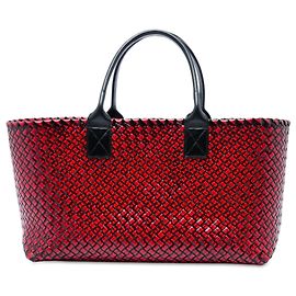 Bottega Veneta Cabat Intreccio Tote Medium aus gebürstetem Kalbsleder Rot Limited Edition