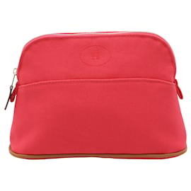 Hermès Pink Toile Bolide Trousse De Voyage Pouch PM