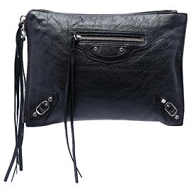 Clutch piatta classica Motocross Balenciaga in nappa nera