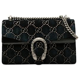 Borsa a tracolla Dionysus in velluto GG blu Medium di Gucci