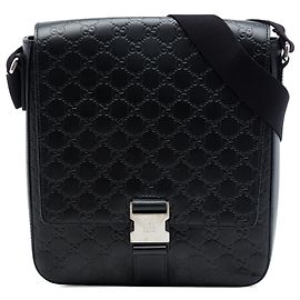 Borsa a tracolla con patta Gucci Black Guccissima