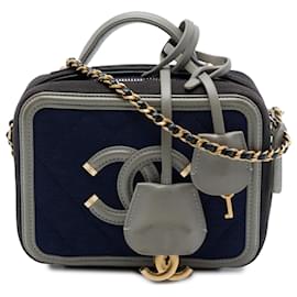 Chanel Blue Small Jersey CC Filigree Vanity Case