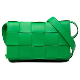 Borsa a tracolla Bottega Veneta Cassette in nappa intrecciato verde