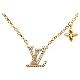 Collana con pendente LV Iconic Louis Vuitton Gold placcata in oro e strass