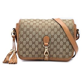 Borsa a tracolla Gucci Marrakech in tela GG beige