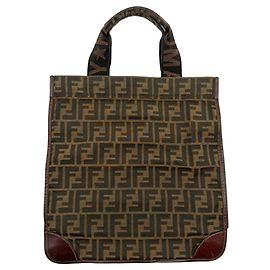 Fendi Zucca Tote Bag Braun Leder und Canvas