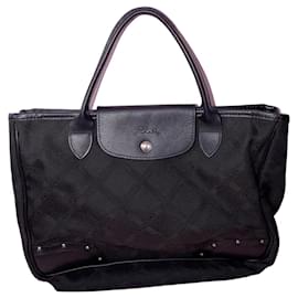 Longchamp Shopper-Tasche schwarz aus monogrammiertem Canvas