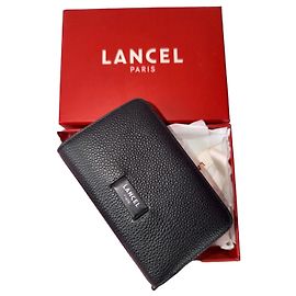Lancel grained leather wallet in black