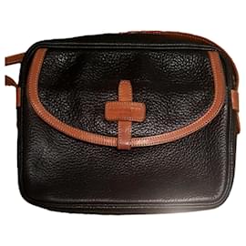 Courreges Borsa a tracolla in pelle nera e marrone