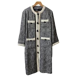 Autre Marque Abrigo sin cuello de tweed Les Briqu'a braque