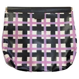 Borsa a pochette in PVC con stampa a quadri Marni Flower Cafe