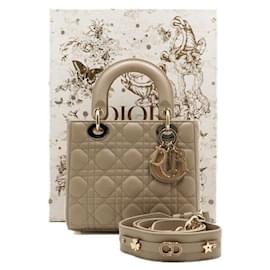 mala e mala de ombro Lady Small Beige My ABC Gold Tone - Dior