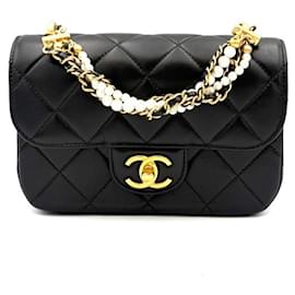Mini Flap Bag with Pearls Black - Chanel