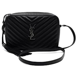 Schultertasche Camera aus gestepptem schwarzem Leder mit Monogramm-Logo - Saint Laurent