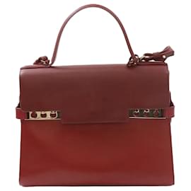 Borsa Tote a Tracolla Rossa con Dettagli Dorati - Delvaux