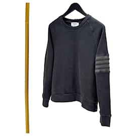 Waffel-Sweatshirt mit diagonalen Streifen Grau - Thom Browne