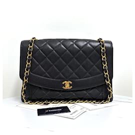 Chanel Borsa a tracolla con catena Diana in Caviar Nero