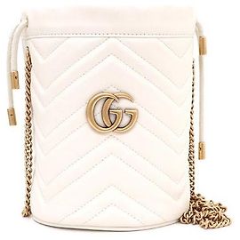 Gucci Mini Bucket Bag GG Marmont Chevron with Gold Chain