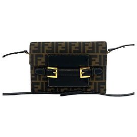 Borsa a tracolla FENDI Vintage in tela e pelle con motivo logo Zucca FF
