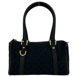 Bolso de cuero y lona con estampado de logotipo GG GUCCI