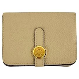 Hermes Dogon Taurillon Clemence Coin Purse in Beige - Hermès