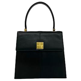 Sac cabas vintage en cuir noir Yves Saint Laurent