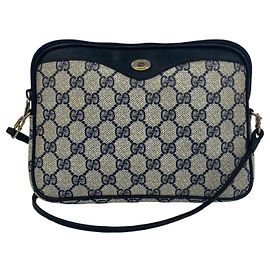 Mini borsa a tracolla in pelle blu navy con motivo logo GG Gucci