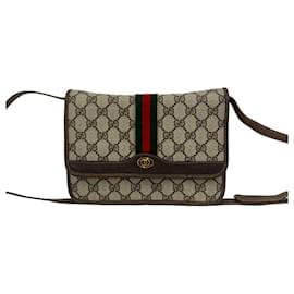 Borsa a tracolla in pelle Gucci Old Sherry Line con motivo logo GG