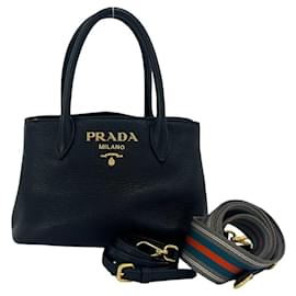 Prada Logo Hardware Leder 3-Wege Schultertasche