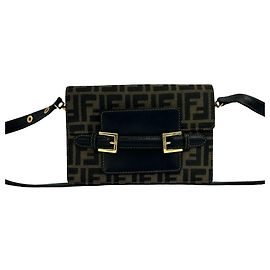 Fendi Vintage Schultertasche aus Canvas und Leder mit Zucca FF-Muster