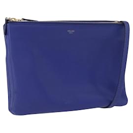 CELINE Trio Large Shoulder Bag Leather Blue Gold - Céline