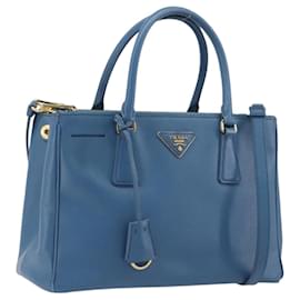 Borsa a tracolla PRADA in pelle Safiano 2way Blu Oro Auth mr2852V