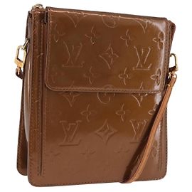 LOUIS VUITTON Monogram Vernis Motto Accessory Pouch Bronze M91138 LV Auth ka5713
