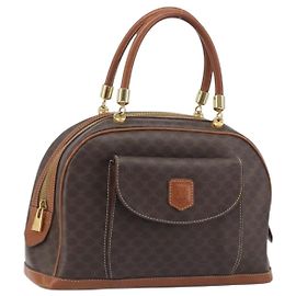 Céline Borsa a mano CELINE Macadam Canvas PVC Leather Brown Gold Auth 196621A