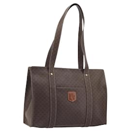 CELINE Macadam Canvas Tote Bag PVC Leder Braun Gold Auth mr2848 - Céline