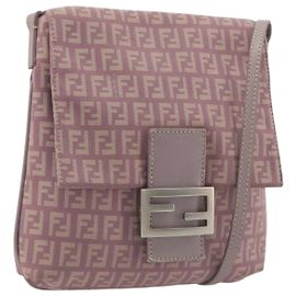 Borsa a Tracolla FENDI Zucchino Canvas Mamma Baguette Viola 8BT075 Auth BA14896A