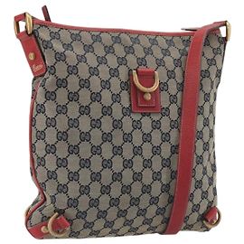 Borsa a tracolla GUCCI GG Canvas Abbey Navy Gold 131326 Auth 196328