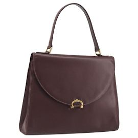 Borsa a mano CARTIER in pelle Bordeaux tono oro Auth BA14995
