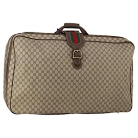 GUCCI GG Supreme Web Sherry Line Trunk PVC Beige Gold Auth 194417