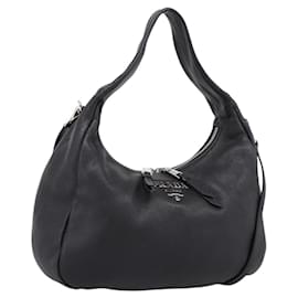 Borsa a tracolla PRADA in pelle 2way Nero Argento 1BC133 Auth am12304SAM
